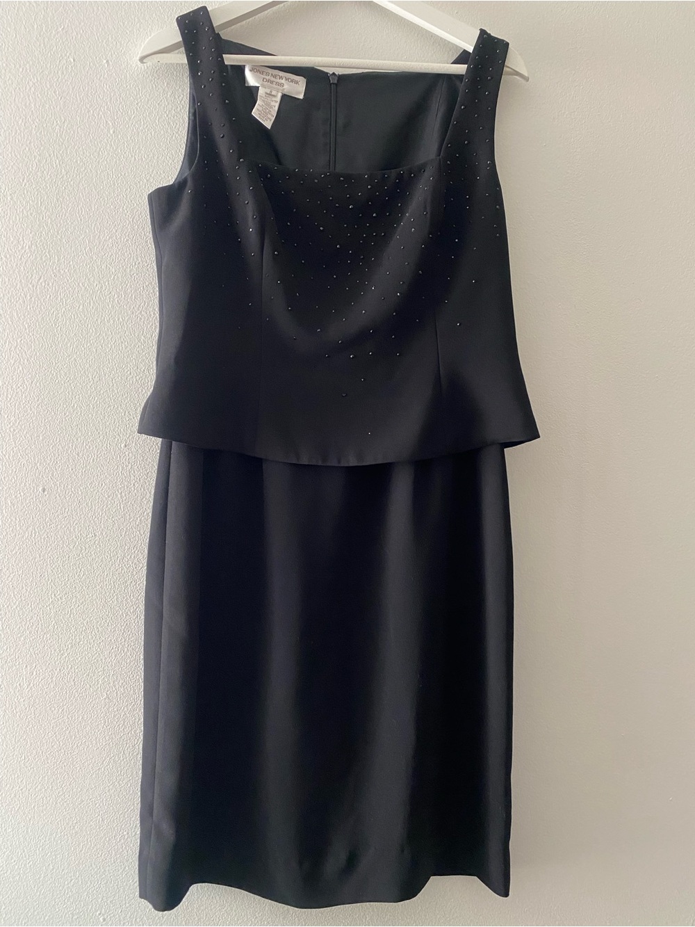 Jones New York Black Strapless Beaded Cocktail Dress